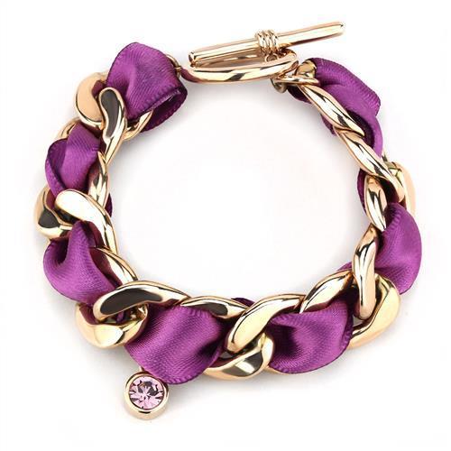 IP Rose Gold(Ion Plating) Stainless Steel Bracelet with Top Grade Crystal  in Rose
