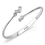 High polished (no plating) Stainless Steel Bangle with Top Grade Crystal  in Clear