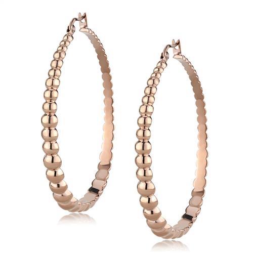 IP Rose Gold(Ion Plating) Stainless Steel Earrings with No Stone