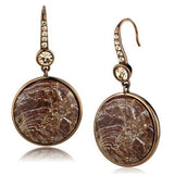 IP Coffee light Stainless Steel Earrings with Semi-Precious Oligoclase in Multi Color