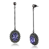 IP Black(Ion Plating) Stainless Steel Earrings with Top Grade Crystal  in Tanzanite