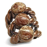 IP Coffee light Stainless Steel Ring with Semi-Precious Oligoclase in Multi Color