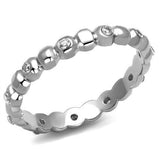 High polished (no plating) Stainless Steel Ring with AAA Grade CZ  in Clear