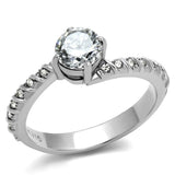High polished (no plating) Stainless Steel Ring with AAA Grade CZ  in Clear