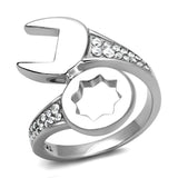 High polished (no plating) Stainless Steel Ring with AAA Grade CZ  in Clear