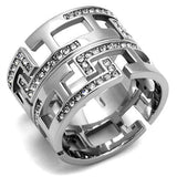 High polished (no plating) Stainless Steel Ring with Top Grade Crystal  in Clear