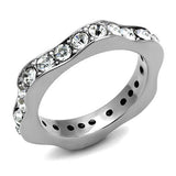 High polished (no plating) Stainless Steel Ring with Top Grade Crystal  in Clear
