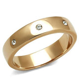 IP Rose Gold(Ion Plating) Stainless Steel Ring with Top Grade Crystal  in Clear