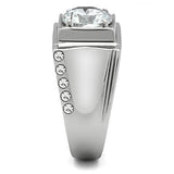 High polished (no plating) Stainless Steel Ring with AAA Grade CZ  in Clear