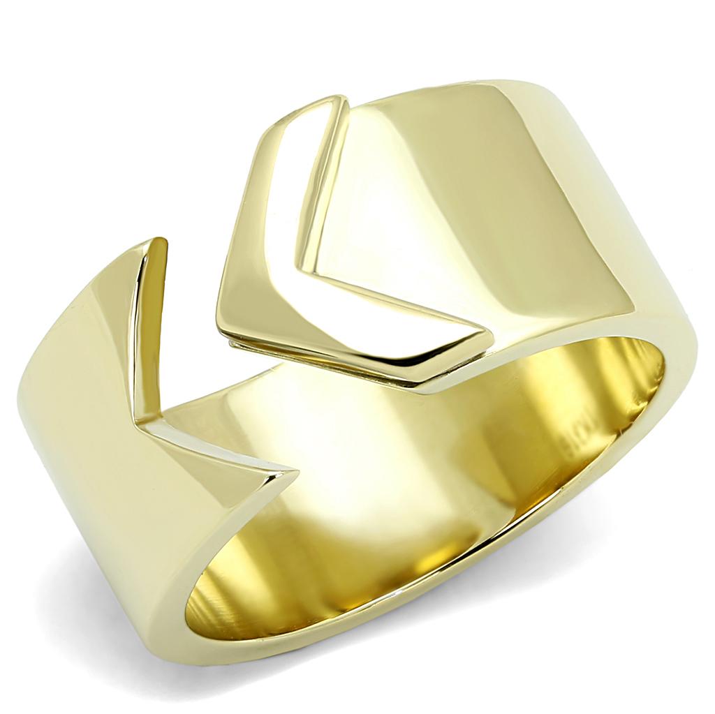 IP Gold(Ion Plating) Stainless Steel Ring with No Stone