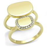 IP Gold(Ion Plating) Stainless Steel Ring with AAA Grade CZ  in Clear