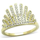IP Gold(Ion Plating) Stainless Steel Ring with Top Grade Crystal  in Clear