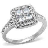 High polished (no plating) Stainless Steel Ring with AAA Grade CZ  in Clear