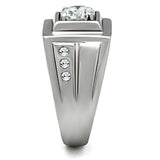 High polished (no plating) Stainless Steel Ring with AAA Grade CZ  in Clear