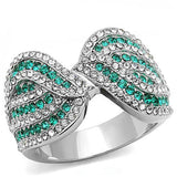 High polished (no plating) Stainless Steel Ring with Top Grade Crystal  in Emerald