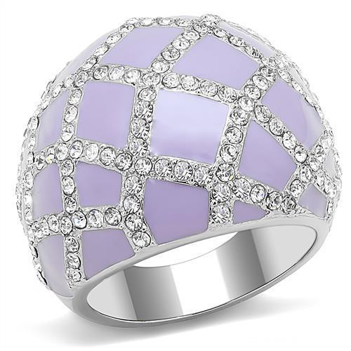 High polished (no plating) Stainless Steel Ring with Top Grade Crystal  in Clear