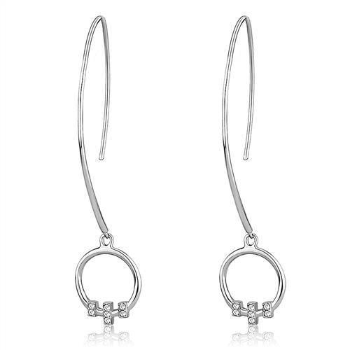High polished (no plating) Stainless Steel Earrings with Top Grade Crystal  in Clear