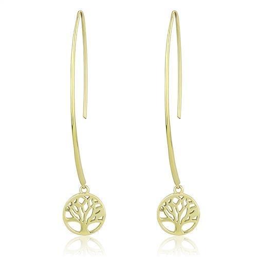 IP Gold(Ion Plating) Stainless Steel Earrings with No Stone