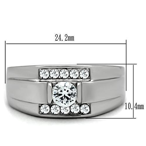 High polished (no plating) Stainless Steel Ring with AAA Grade CZ  in Clear