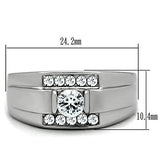 High polished (no plating) Stainless Steel Ring with AAA Grade CZ  in Clear