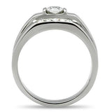 High polished (no plating) Stainless Steel Ring with AAA Grade CZ  in Clear