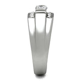 High polished (no plating) Stainless Steel Ring with AAA Grade CZ  in Clear
