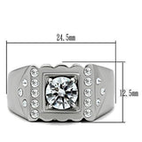 High polished (no plating) Stainless Steel Ring with AAA Grade CZ  in Clear