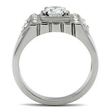High polished (no plating) Stainless Steel Ring with AAA Grade CZ  in Clear