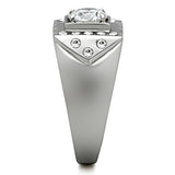 High polished (no plating) Stainless Steel Ring with AAA Grade CZ  in Clear