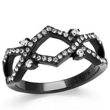 IP Black(Ion Plating) Stainless Steel Ring with AAA Grade CZ  in Clear