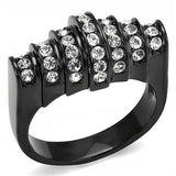 IP Black(Ion Plating) Stainless Steel Ring with Top Grade Crystal  in Clear