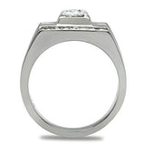 High polished (no plating) Stainless Steel Ring with AAA Grade CZ  in Clear