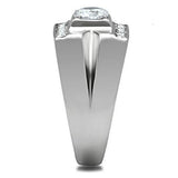 High polished (no plating) Stainless Steel Ring with AAA Grade CZ  in Clear