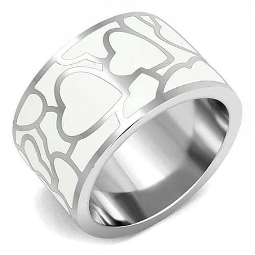 High polished (no plating) Stainless Steel Ring with Epoxy  in White