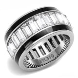 High polished (no plating) Stainless Steel Ring with Top Grade Crystal  in Clear