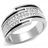 High polished (no plating) Stainless Steel Ring with Top Grade Crystal  in Clear