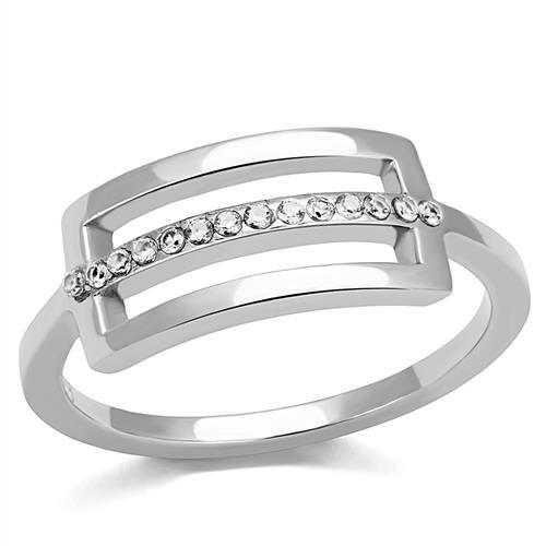 High polished (no plating) Stainless Steel Ring with AAA Grade CZ  in Clear