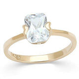 IP Rose Gold(Ion Plating) Stainless Steel Ring with AAA Grade CZ  in Clear