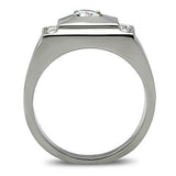 High polished (no plating) Stainless Steel Ring with AAA Grade CZ  in Clear