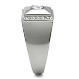 High polished (no plating) Stainless Steel Ring with AAA Grade CZ  in Clear