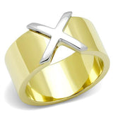 Two-Tone IP Gold (Ion Plating) Stainless Steel Ring with No Stone