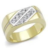 Two-Tone IP Gold (Ion Plating) Stainless Steel Ring with Top Grade Crystal  in Clear