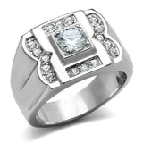 High polished (no plating) Stainless Steel Ring with AAA Grade CZ  in Clear
