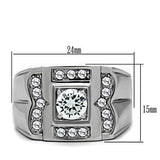 High polished (no plating) Stainless Steel Ring with AAA Grade CZ  in Clear