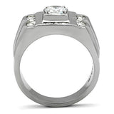 High polished (no plating) Stainless Steel Ring with AAA Grade CZ  in Clear