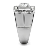 High polished (no plating) Stainless Steel Ring with AAA Grade CZ  in Clear