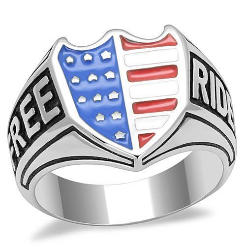 High polished (no plating) Stainless Steel Ring with Epoxy  in Multi Color