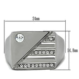 High polished (no plating) Stainless Steel Ring with Top Grade Crystal  in Clear