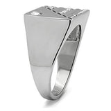 High polished (no plating) Stainless Steel Ring with Top Grade Crystal  in Clear