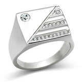 High polished (no plating) Stainless Steel Ring with Top Grade Crystal  in Clear